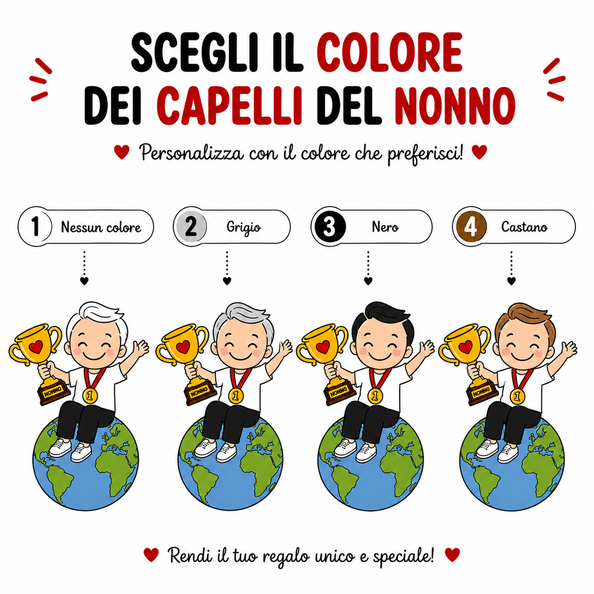 Guida grafica per scegliere il colore dei capelli del nonno per tazza personalizzata