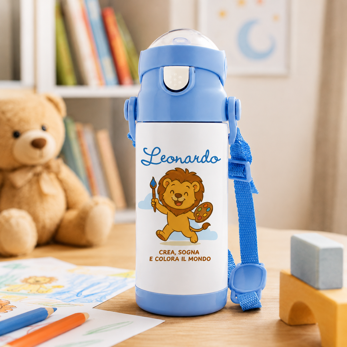 Borraccia Termica Leoncino Sognatorei Personalizzata con Nome – 350 ml