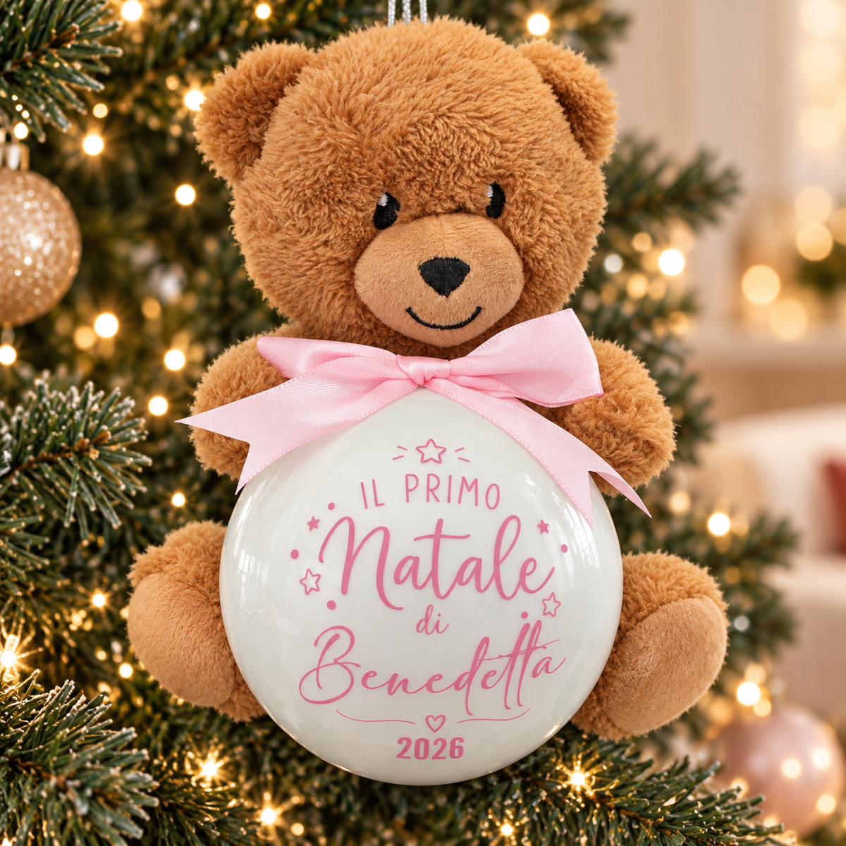 Decorazione Natalizia Personalizzata Primo Natale con Orsetto