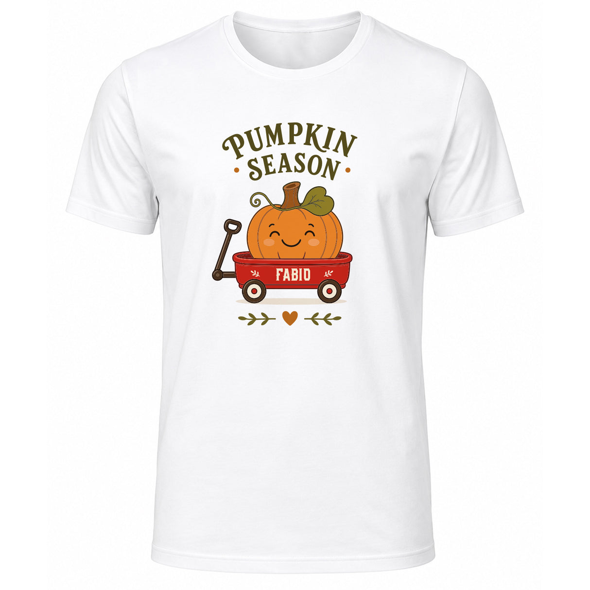 Maglietta bianca uomo con stampa “Pumpkin Season” e zucca su carretto