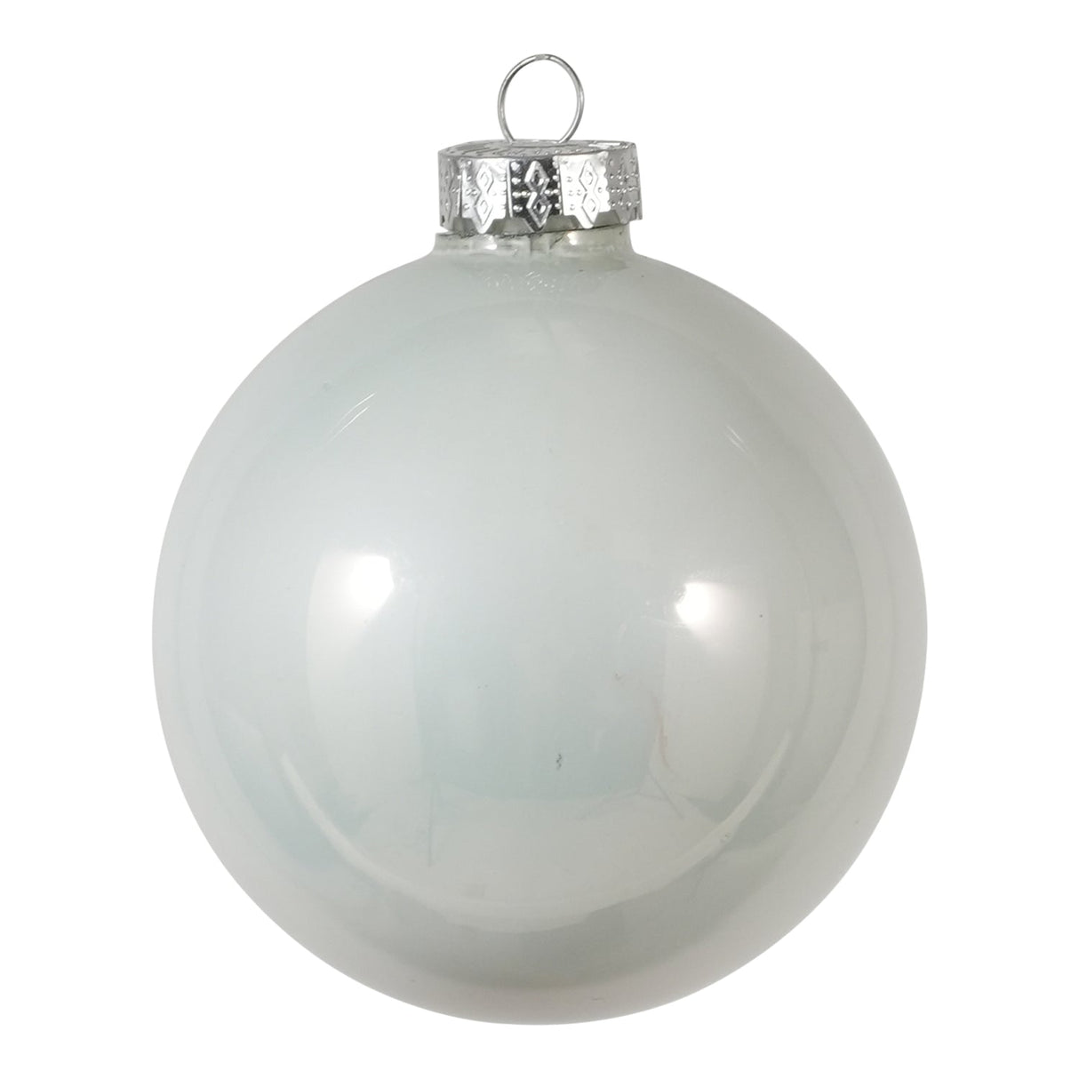 Pallina di Natale in vetro bianca opaca con gancio in metallo