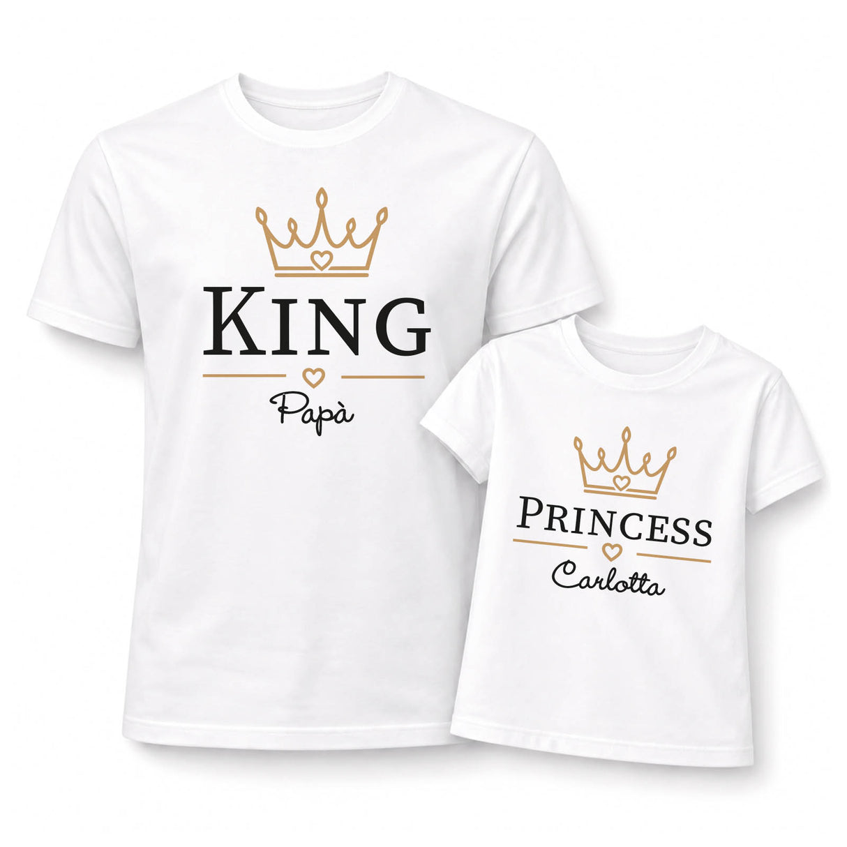 Set bimbo: t-shirt bianca King Papa e body bianca Princess Carlotta