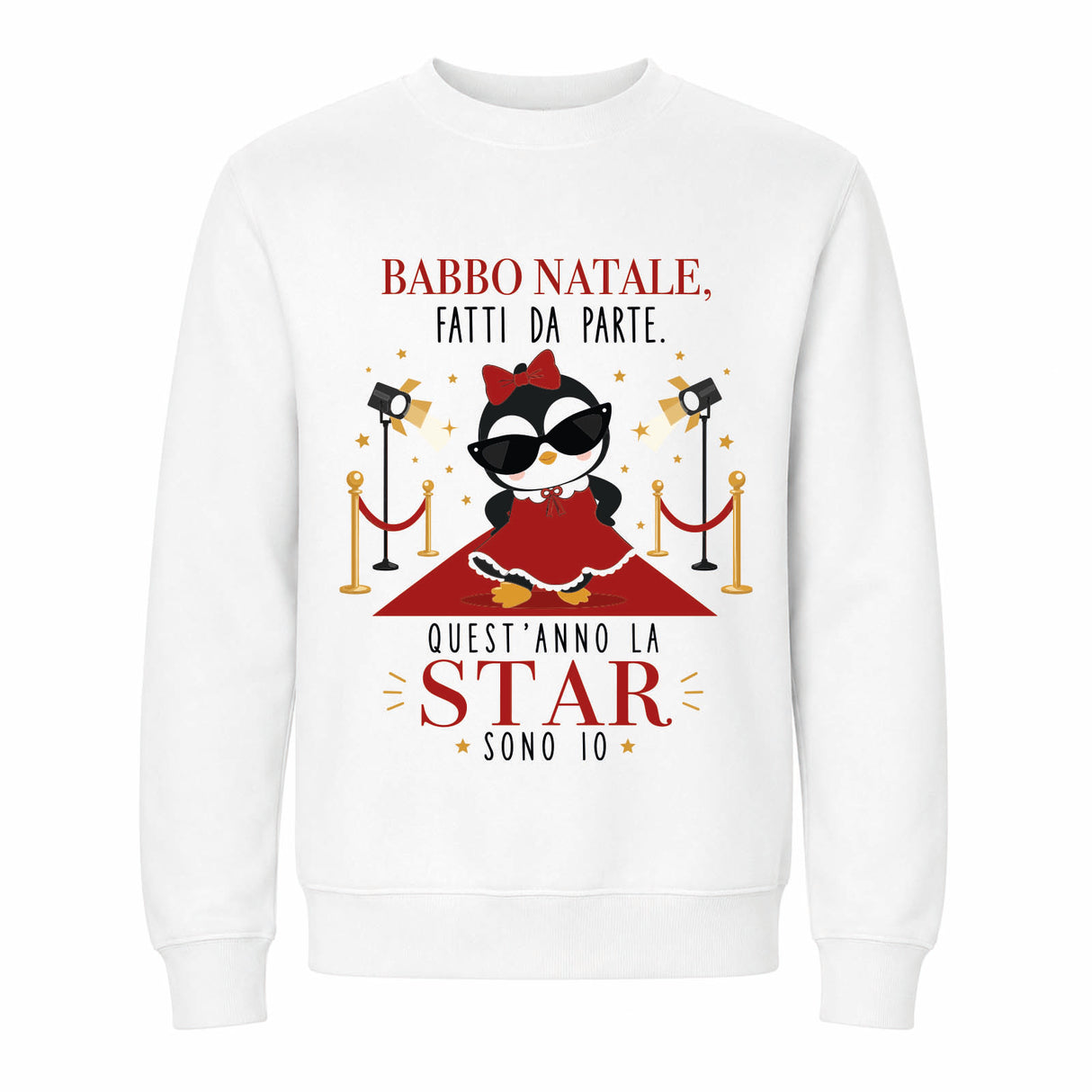 Felpa bianca da bambina con stampa Babbo Natale e scritta decorativa natalizia
