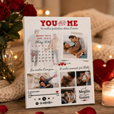 Stampa “YOU AND ME” personalizzata con foto coppia, calendario e musica Spotify