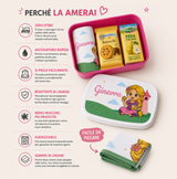 Tovaglietta Ginevra con Rapunzel e bordo verde, piegata a rettangolo