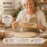 Mattarello in legno con incisione personalizzata, cuori e scritta per nonna