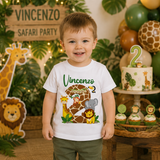 T-shirt Personalizzata Festa Safari con Nome e Numero Età - Party a Tema Safari