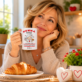 Tazza bianca con stampa 'NONNA Anna' e illustrazione di nonnina, cuori rossi