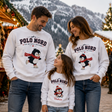 Set di 3 felpe natalizie bianche con stampa pinguini Polo Nord, per papà, mamma e bimbo