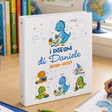 Raccoglitore ad anelli bianco con grafica dinosauri colorati e scritta “i DISEGNI di Daniele”