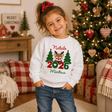 Felpa bianca bambino con stampa Natale 2026, renna e nome Martina