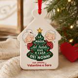 Addobbo natalizio a casetta bianca: «La magia del Natale vive a casa dei nonni» (Valentina e Sara).