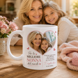 Tazza bianca con cuore foto e dedica per la migliore nonna del mondo, “la tua Carlotta”