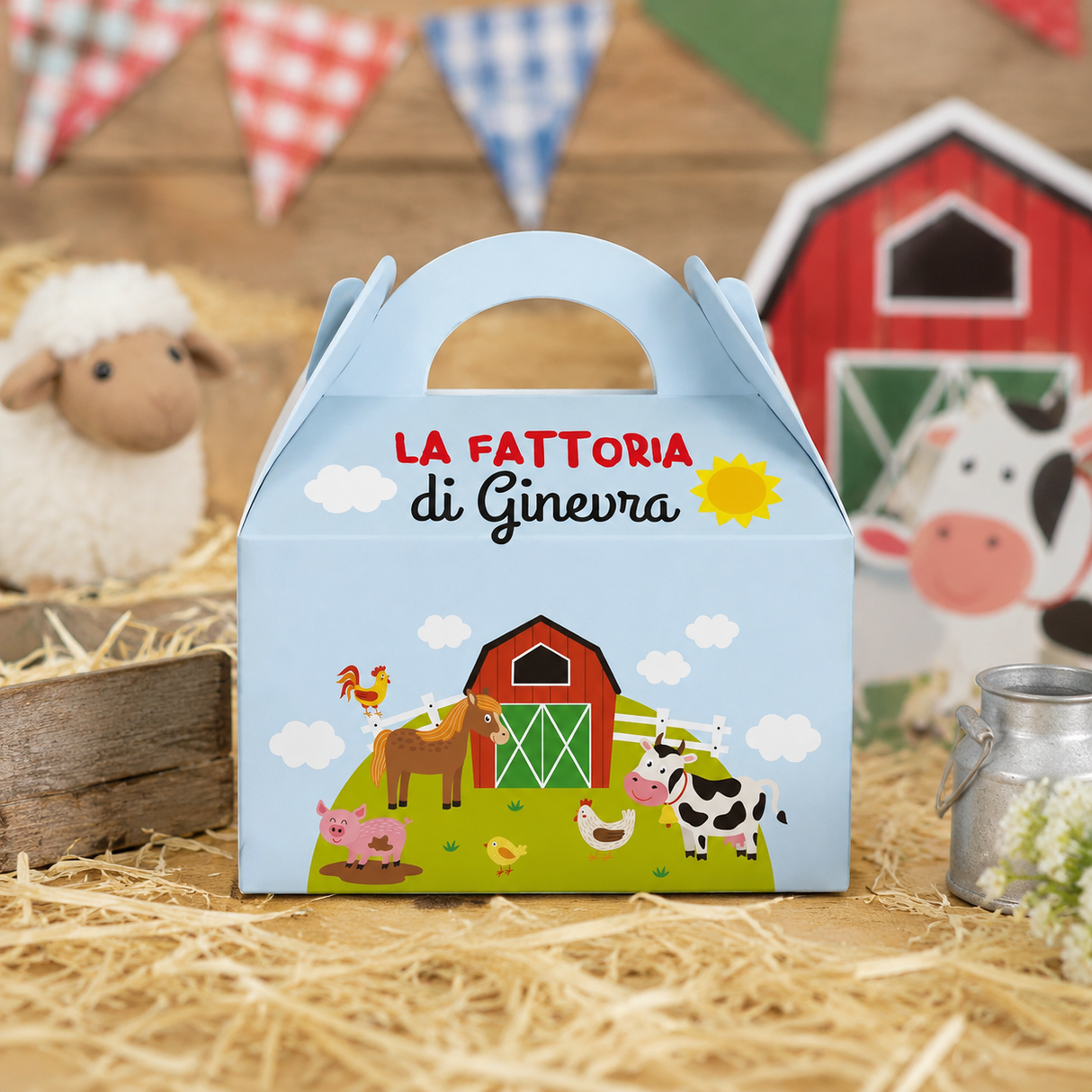 Set 6 box personalizzate compleanno a tema fattoria