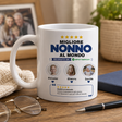 Tazza bianca “Migliore Nonno al Mondo” con stelle e foto nipoti Giovanni, Ginevra, Davide