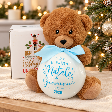 Decorazione Natalizia Personalizzata Primo Natale con Orsetto