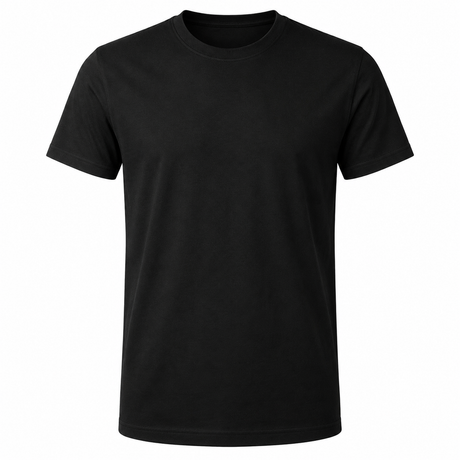 T-shirt uomo nera in cotone con girocollo