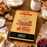 Bilancia digitale da cucina con scritta “La regina dei Dolci” e display 0.000