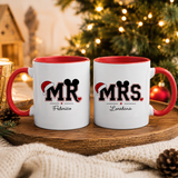Set di 2 tazze in ceramica bianche con manici rossi: MR Federico e MRS Loredana