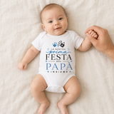 Body neonato bianco con scritta Festa del Papà Insieme blu e impronte