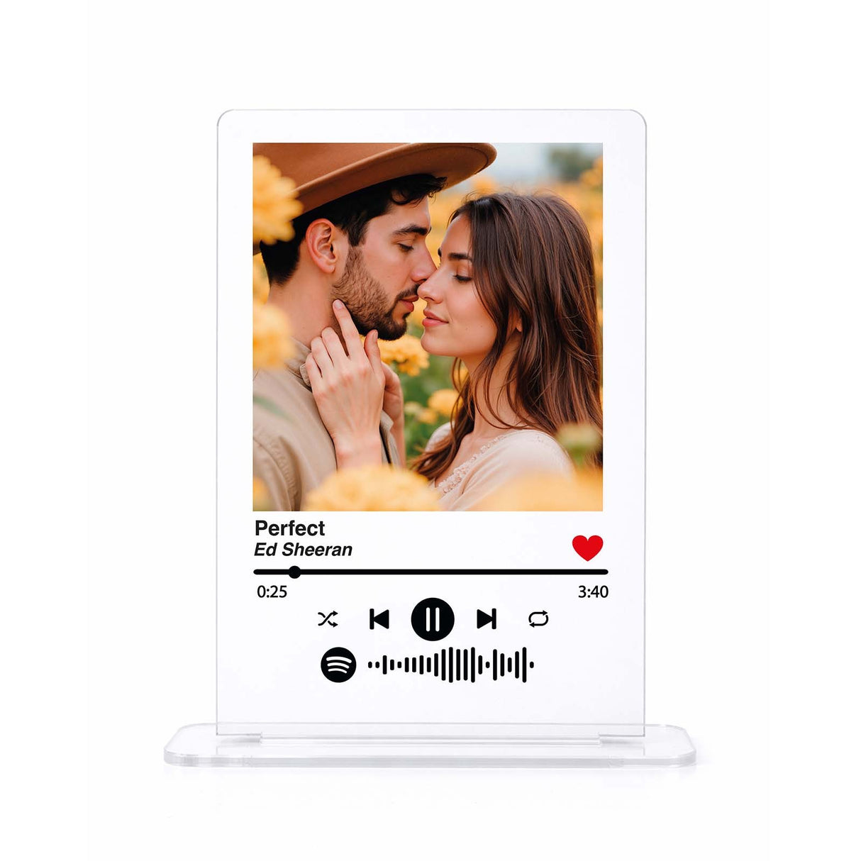 Targa in plexiglass con immagine personalizzata e interfaccia Spotify