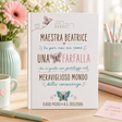 Agenda personalizzata con copertina crema, farfalle e scritta Maestra Beatrice