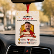 Profumatore auto personalizzato Santo Marito con foto e cordino rosso, quadrato arrotondato