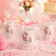 Set di tazze con unicorno: confezioni rosa trasparenti con nomi stampati