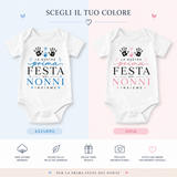 Confezione 2 body neonato bianchi: uno azzurro e uno rosa con Festa dei Nonni
