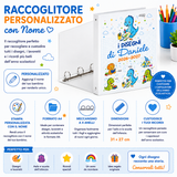 Raccoglitore ad anelli personalizzato con dinosauri, copertina bianca e grafica “i DISEGNI”