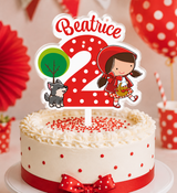 Topper plexiglass con nome Beatrice e Cappuccetto Rosso su torta