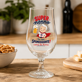 Calice da birra in vetro con scritta Super nonno e illustrazione della birra