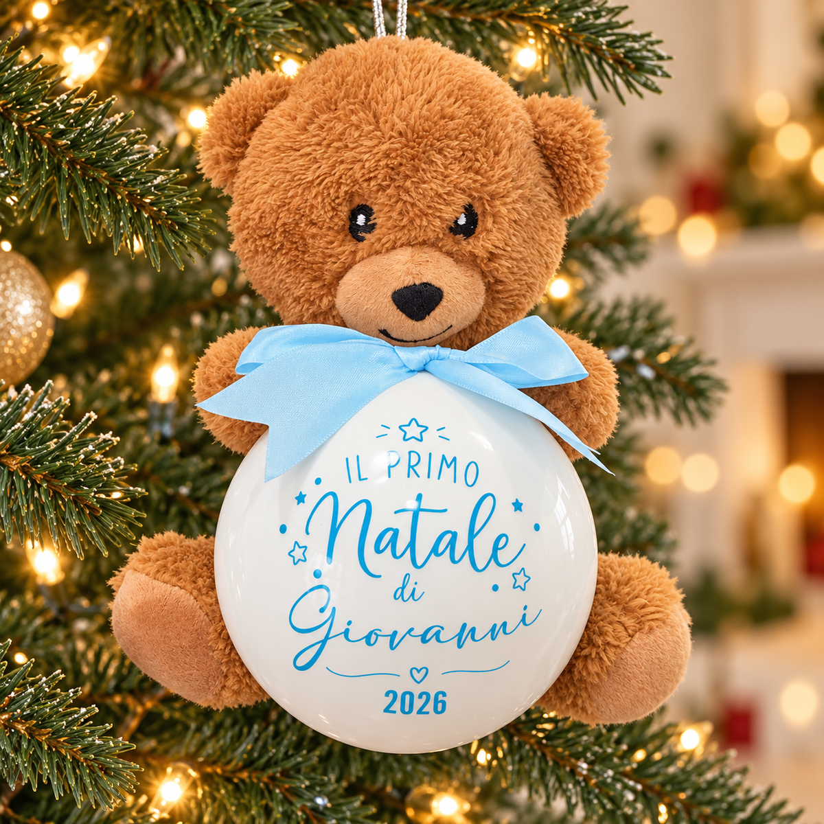 Decorazione Natalizia Personalizzata Primo Natale con Orsetto
