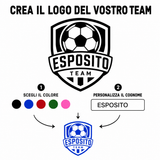 Grafica guida per creare il logo del team con stemma calcistico Esposito e opzioni