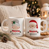Coppia di tazze natalizie personalizzate Nonna e Nonno, con stampa e manici