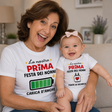 T-shirt bianca e body bianchi abbinati con scritta “Prima Festa dei Nonni” e cuore