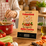 Bilancia cucina digitale in bambù personalizzata "nonna Valentina" con display