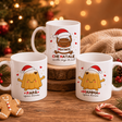 Set di 3 tazze natalizie in ceramica bianca con disegni di Babbo e cuoricini
