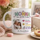 Tazza bianca “NONNA” con foto, cuori e dedica in basso “la tua Ludovica”