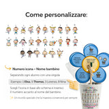 Vaso piantabile con matita: guida personalizzazione con icone e spazio nome bambino
