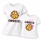 Set di magliette bianche con stampa Cookie e mini Cookie