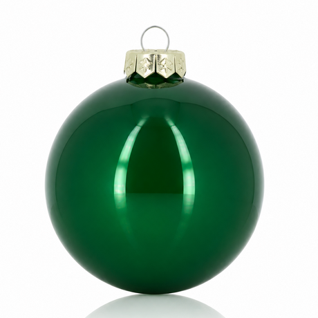 Pallina di Natale in vetro verde scuro lucida con gancio in metallo