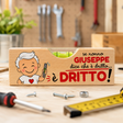Livella in legno personalizzata con scritta “è Dritto!” e nome Giuseppe, bolla verde