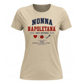 T-shirt beige NONNA NAPOLETANA con stampa colorata sul davanti, maniche corte