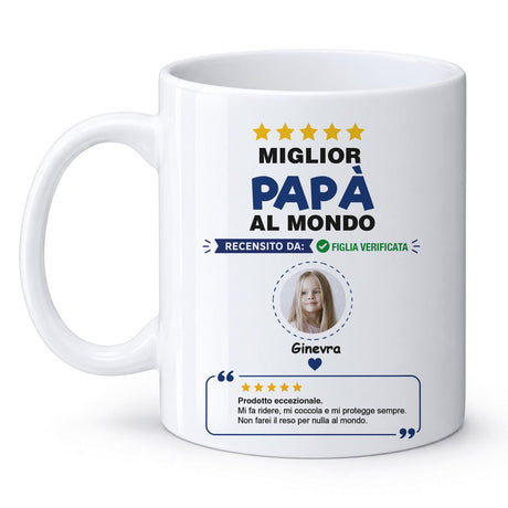 Tazza bianca con stampa “Miglior Papà al Mondo”, recensione e foto figlia Ginevra
