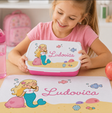 Tovaglietta personalizzata rettangolare con sirena, nome Ludovica e cuori