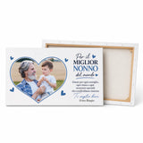 Tela personalizzata con cuore fotografico di nonno e bambino, dedica 'Miglior Nonno'