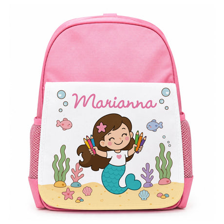 Zainetto rosa con stampa sirenetta e nome Marianna, per asilo e scuola dell’infanzia