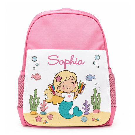 Zainetto rosa con stampa sirenetta e nome Sophia, per asilo e scuola dell’infanzia