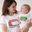 T-shirt bianca mamma con MAMMA 1% e t-shirt bambino con FEDERICA 100% CAOS